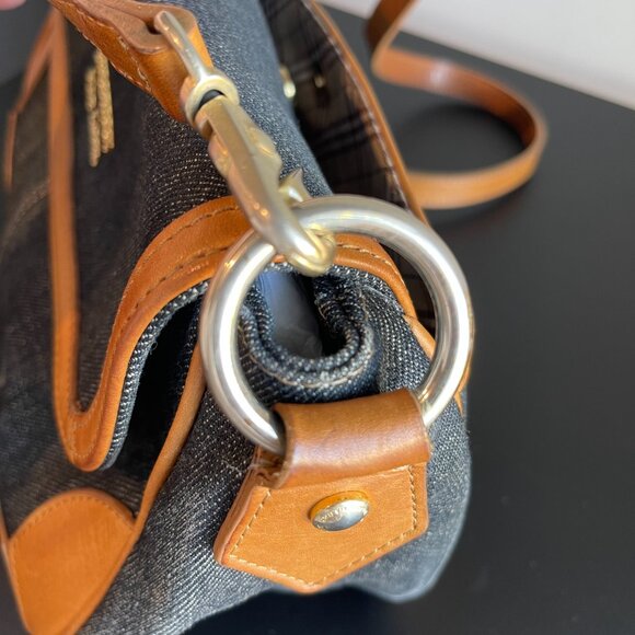 Burberry Brown Leather Trim Washed Denim Patchwork Crossbody Bag - Preowned - Picture 11 of 16